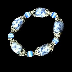 Sterling Silver Sodalite Lady's Chunky Bracelet